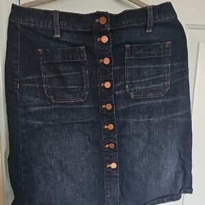 Madewell Dark Blue Denim Pencil Skirt with Front Buttons. Waist 31 Or Size 12 US